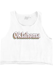 Oklahoma Sooners Womens White Cropped Ringspun Tank Top