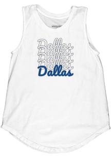 Dallas Women's Repeating Wordmark Muscle Tank - White