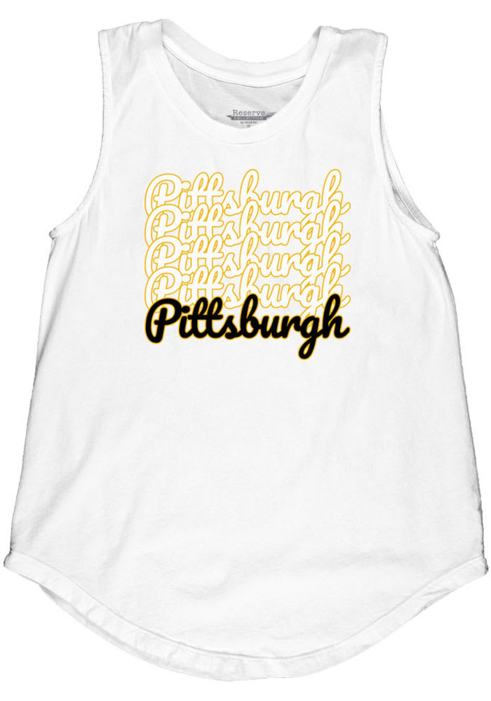 Pittsburgh Women's Repeating Wordmark Muscle Tank - White