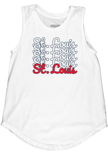 St. Louis Women's Repeating Wordmark Muscle Tank - White