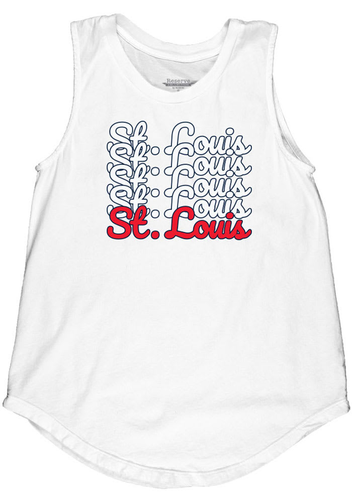 St. Louis Women's Repeating Wordmark Muscle Tank - White