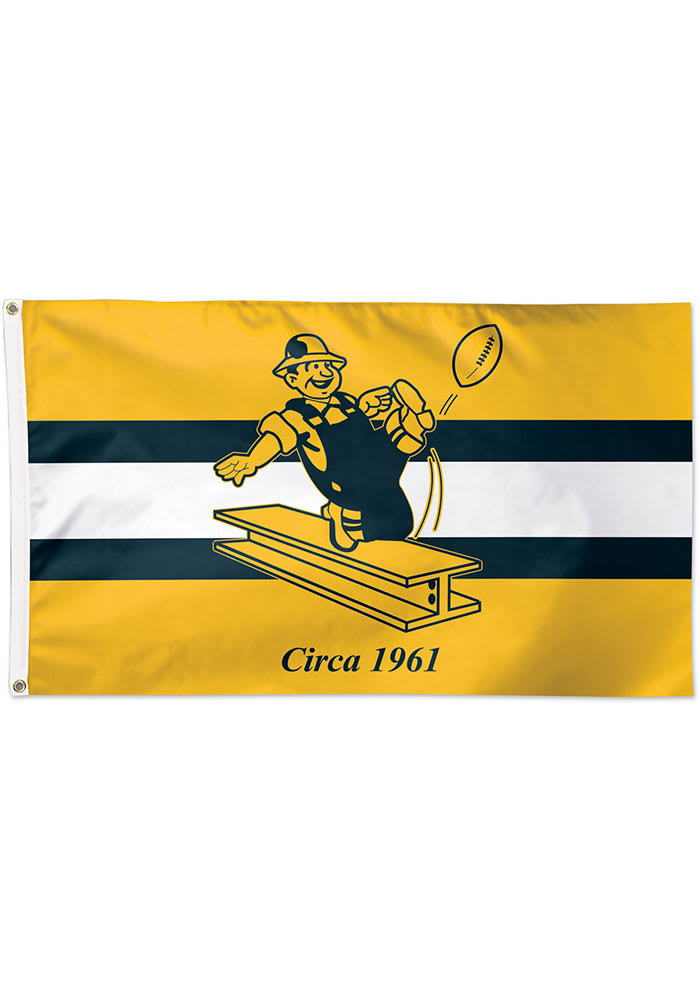 Pittsburgh Steelers Vintage Yellow Silk Screen Grommet Flag