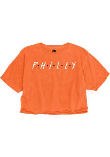Philadelphia Women's Orange Dots Wordmark Cropped Short Sleeve T-Shirt