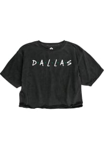 Dallas Women's Dots Wordmark Reactive Black Cropped Short Sleeve T-Shirt