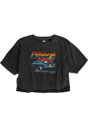 Pittsburgh Women's Muscle Car Cropped Short Sleeve T-Shirt - Reactive Black