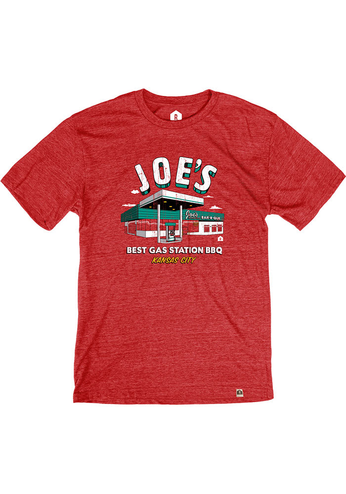 Joe's Kansas City Bar-B-Que Heather Red Gas Station Short Sleeve T-Shirt