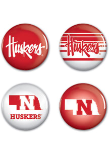 Red Nebraska Cornhuskers 4pk Button