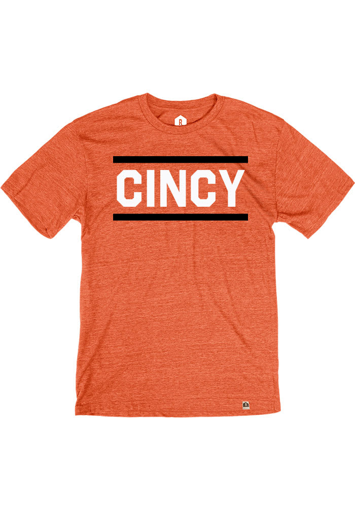 Cincinnati Heather Orange Cincy Block and Bars Short Sleeve T-Shirt