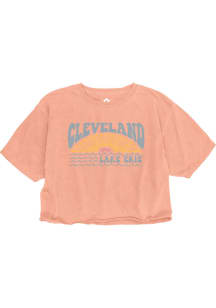 Cleveland Women's Dusty Rose Lake Erie Sun Cropped Short Sleeve T-Shirt