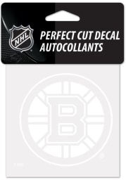 Boston Bruins White 4x4 Inch Auto Decal - White