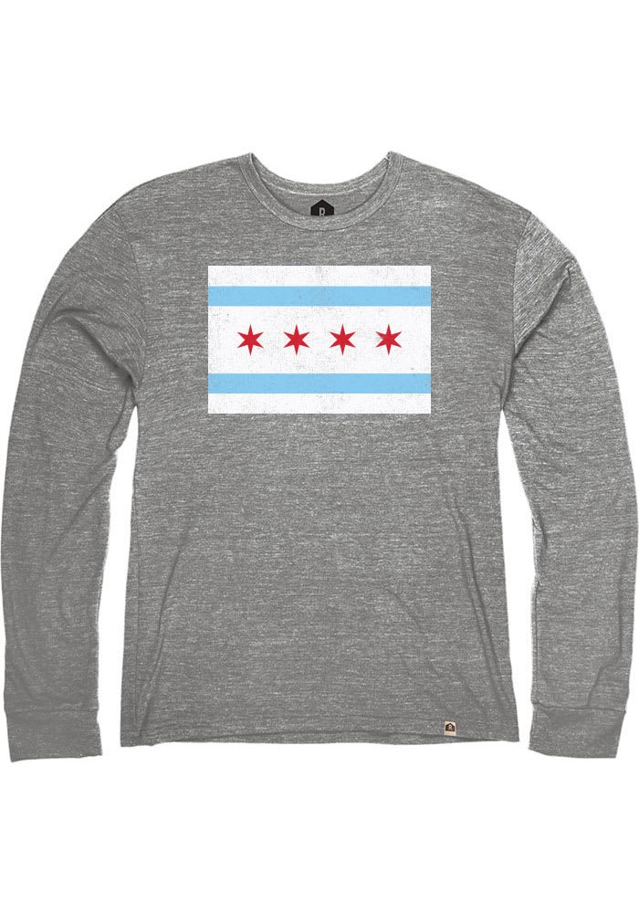 Rally Chicago Grey City Flag Long Sleeve Fashion T Shirt