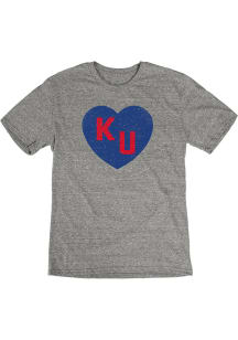 Kansas Jayhawks Grey KU Heart Short Sleeve Fashion T Shirt