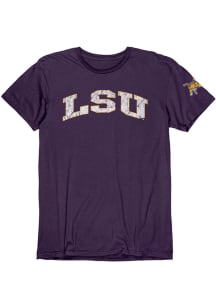 LSU Tigers Purple Arch Name With Arm Hit Short Sleeve Fashion T Shirt