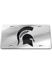 Michigan State Spartans Black Team Logo Silver Car Accessory License Plate