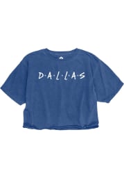 Dallas Women's Royal Dots Wordmark Cropped Short Sleeve T-Shirt
