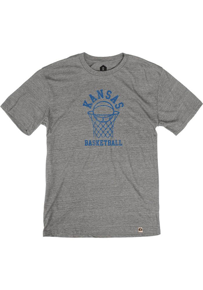 Rally Kansas Jayhawks Grey Basketball Triblend Short Sleeve Fashion T Shirt