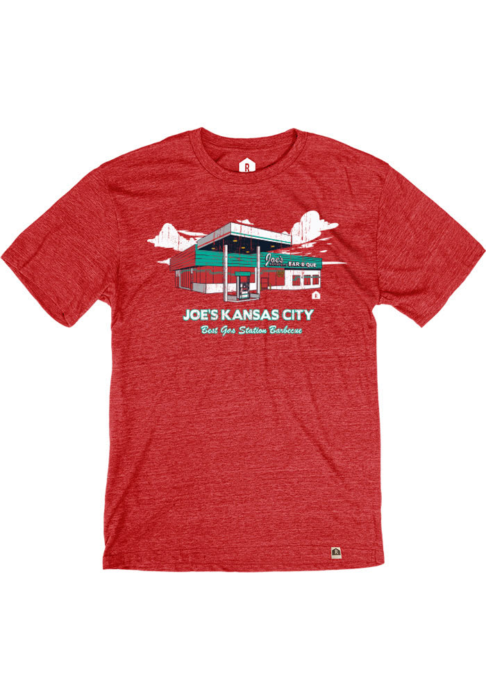Joe's Kansas City Bar-B-Que Heather Red Best Gas Station Short Sleeve T-Shirt