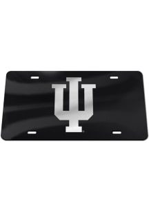 Indiana Hoosiers Silver Team Logo Black Car Accessory License Plate