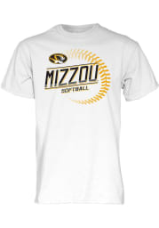Missouri Tigers White Softball Short Sleeve T Shirt