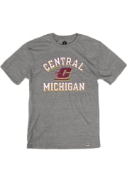 Rally Central Michigan Chippewas Grey Number One Graphic Distressed Short Sleeve Fashion T Shirt