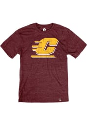 Rally Central Michigan Chippewas Maroon Primary Team logo Distressed Short Sleeve Fashion T Shirt