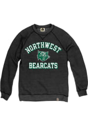 Rally Northwest Missouri State Bearcats Mens Black Triblend Number One Vintage Distressed Long Sleeve Fashion Sweatshirt