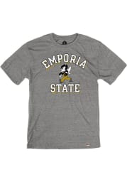 Rally Emporia State Hornets Grey Triblend Number One Vintage Distressed Short Sleeve Fashion T Shirt