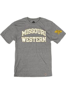 Rally Missouri Western Griffons Grey Triblend Arch Name Arm Hit Short Sleeve Fashion T Shirt