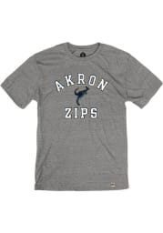 Rally Akron Zips Grey Triblend Number One Distressed Short Sleeve Fashion T Shirt