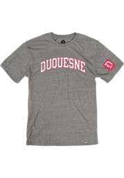 Rally Duquesne Dukes Grey Triblend Arch Name Arm Hit Short Sleeve Fashion T Shirt