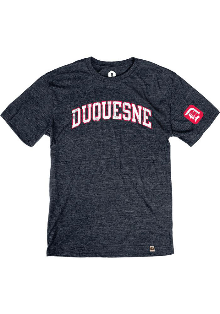 Rally Duquesne Dukes Navy Blue Triblend Team Logo Short Sleeve Fashion T Shirt