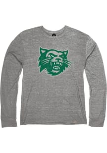 Rally Northwest Missouri State Bearcats Grey Triblend Distressed Logo Long Sleeve Fashion T Shir..