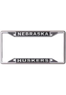 Nebraska Cornhuskers Black  Metallic Black and Silver License Frame