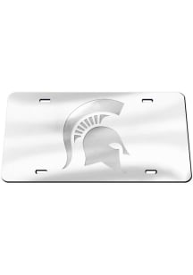 Michigan State Spartans Silver  Frosted License Plate