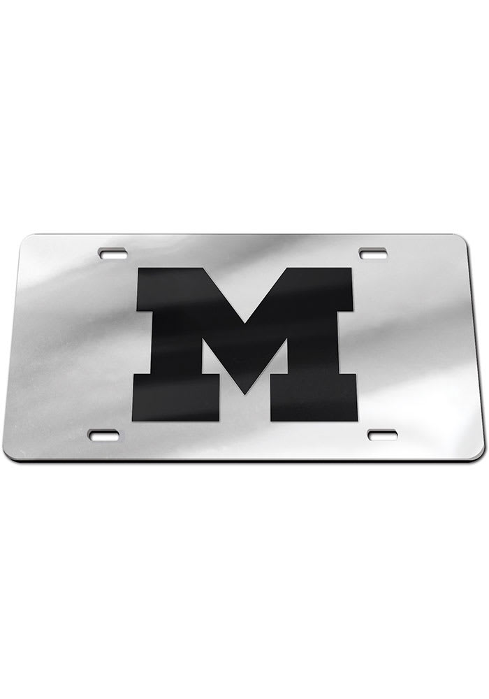 Michigan Wolverines Black on Silver Car Accessory License Plate
