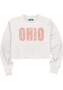 Ohio Womens White Cheetah Infill Crew Sweatshirt