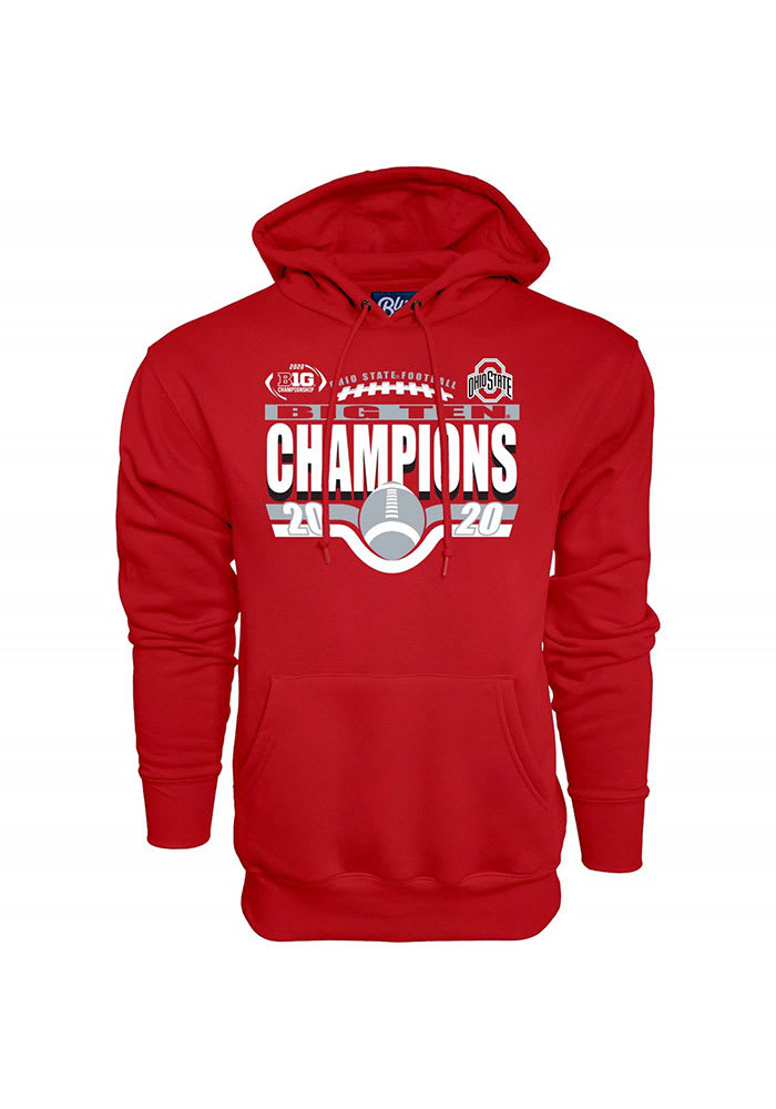 Ohio State Buckeyes Mens Red 2020 Big 10 Conference Champions Long Sleeve Hoodie