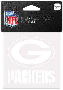 Green Bay Packers White 4x4 Inch Auto Decal - White