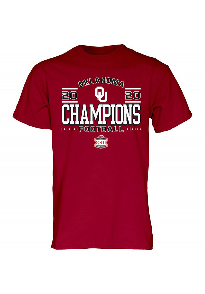 Oklahoma Sooners Crimson 2020 Big 12 Conference Champions Locker Room Short Sleeve T Shirt