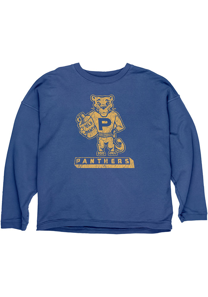 Pitt Panthers Womens Blue Vault Panther Juice Crew Sweatshirt