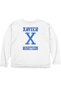 Xavier Musketeers Womens White School Spirit Crew Sweatshirt