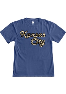 Kansas City Womens Blue Cheetah Short Sleeve T-Shirt