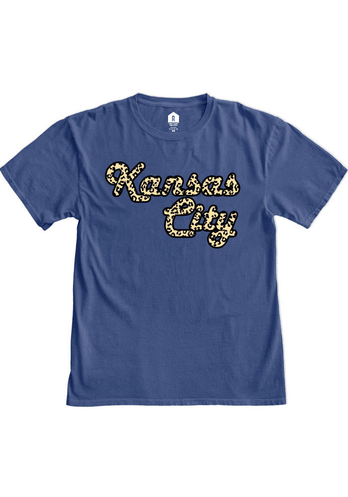 Rally Kansas City Womens Blue Cheetah Short Sleeve T-Shirt