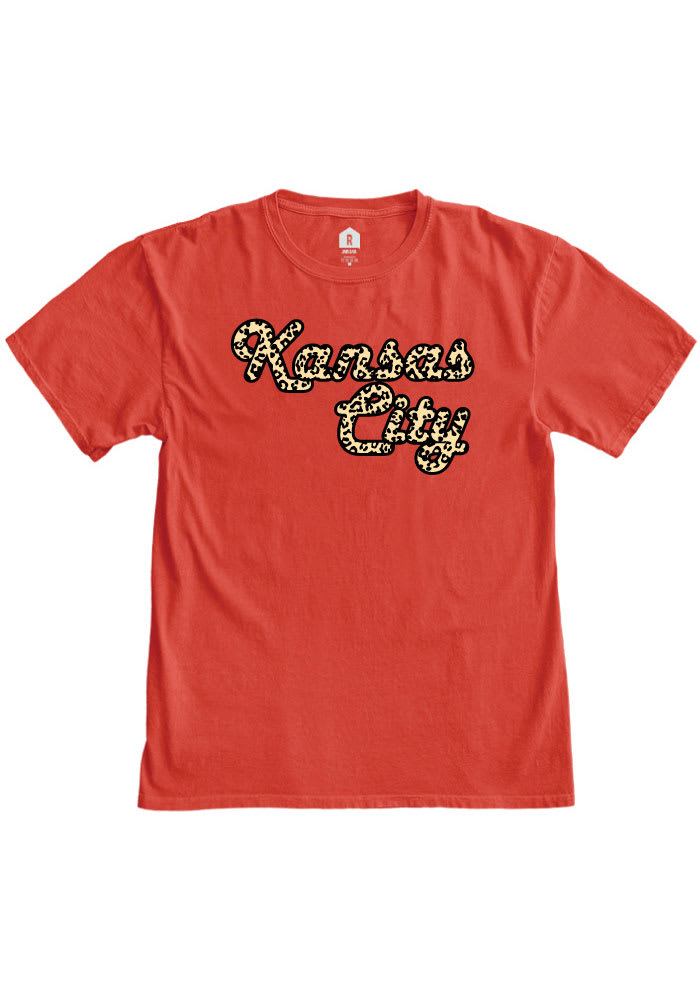 Rally Kansas City Womens Red Cheetah Short Sleeve T-Shirt