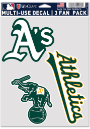 Oakland Athletics Triple Pack Auto Decal - Green