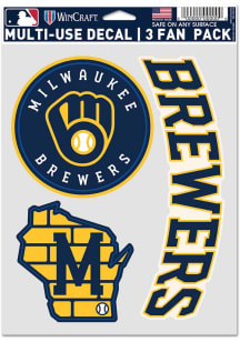 Milwaukee Brewers Triple Pack Auto Decal - Blue