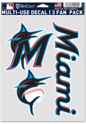 Miami Marlins Triple Pack Auto Decal - Blue