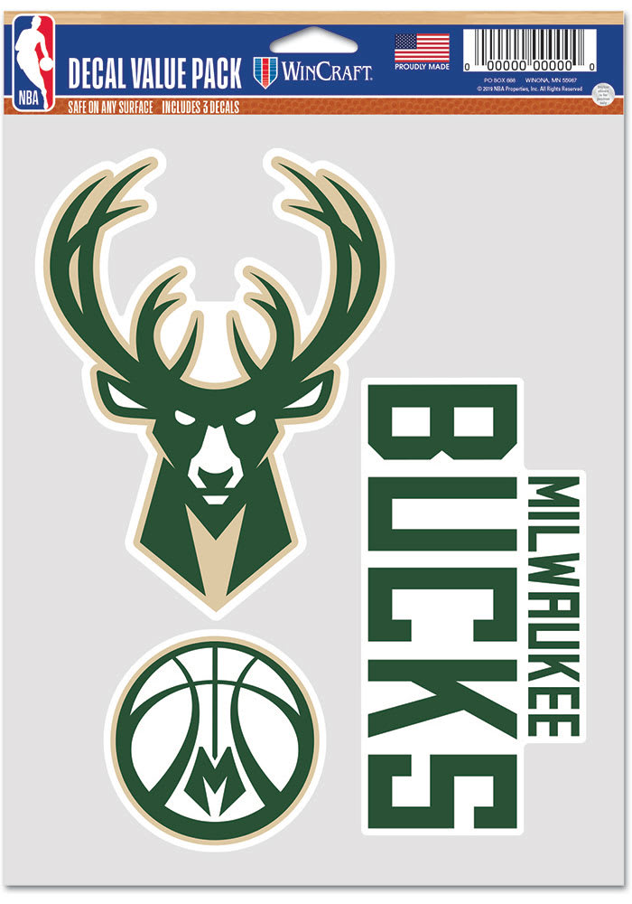 Milwaukee Bucks Triple Pack Auto Decal - Green