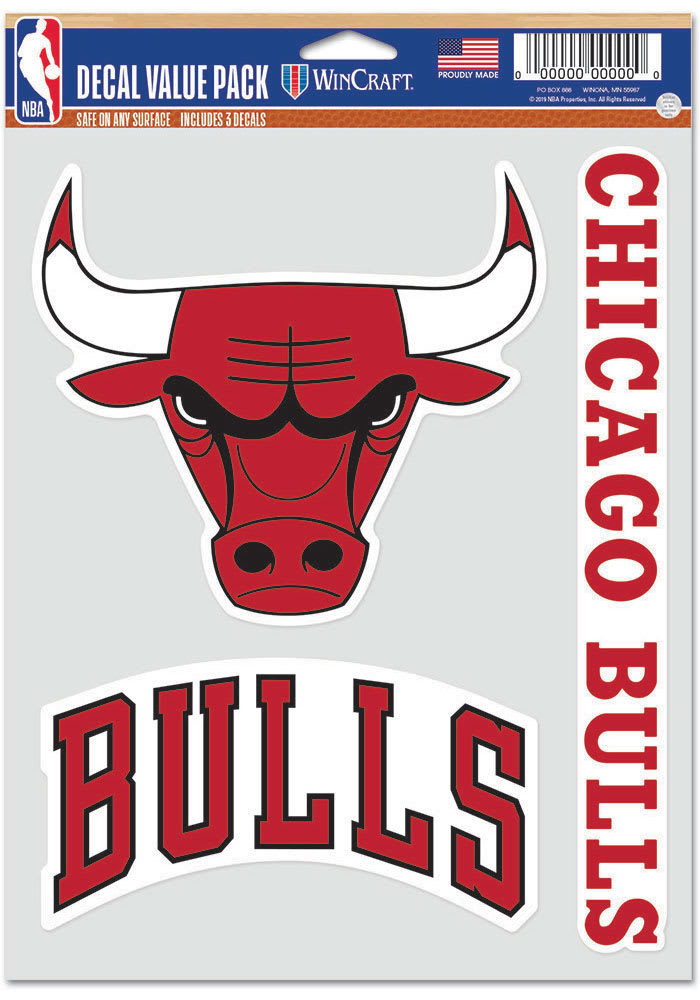 Chicago Bulls Triple Pack Auto Decal - Red