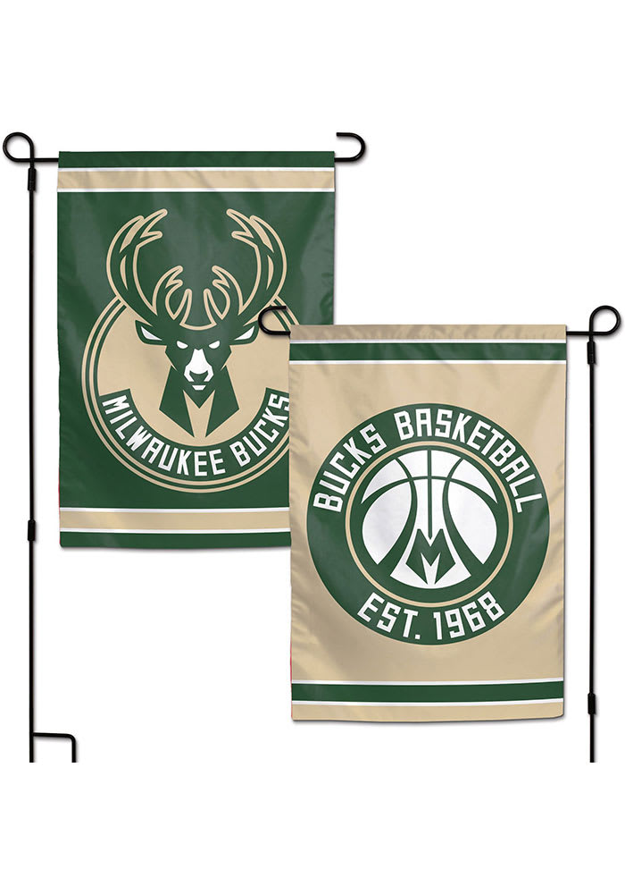 Milwaukee Bucks 2 Sided Team Logo Garden Flag
